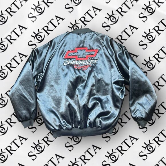 VTG 80s/90s Chevrolet Racing Embroidered West Ark USA Bomber Jacket Size XL - Picture 1 of 12